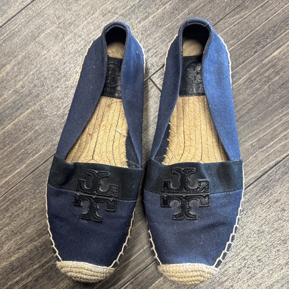 Tory Burch Blue and Black Espadrilles